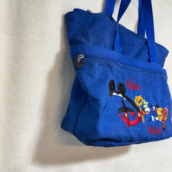 Vintage 2000s Disney Embroidered Cartoon Bag Blue Rare Donald, Mickey, Pooh - Picture 4 of 11